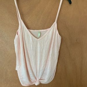 Pink tie crop top tank